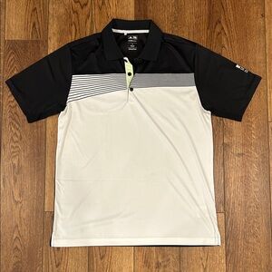 Adidas Black and White Striped Polo Shirt